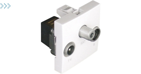 ТВ/Радио/Спутник розетка 45х45 оконечная, белый (45555 SBR)